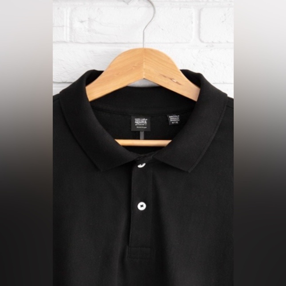 Only & Sons Black Long Sleeve Polo Shirt Mens XL Classic Collared Top - Picture 2 of 3